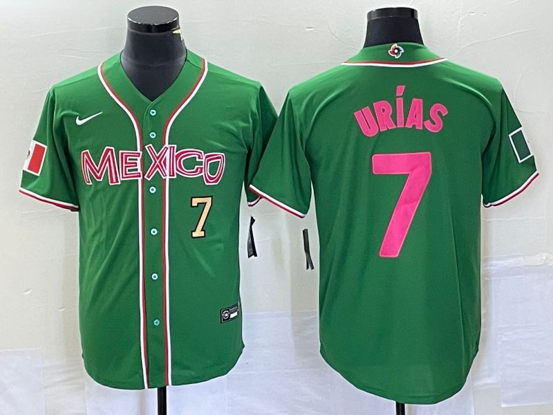 Men 2023 World Cub Mexico #7 Urias Green pink Nike MLB Jersey10->more jerseys->MLB Jersey